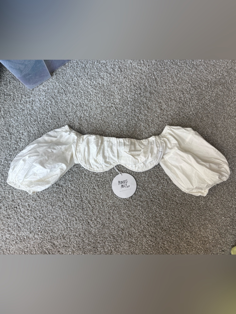 Princess Polly White Puff Sleeve Crop Top